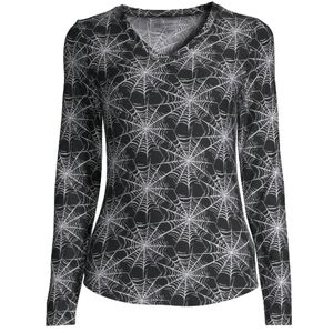 Halloween Goth Gal🕸️Blk Web V-Neck Tee